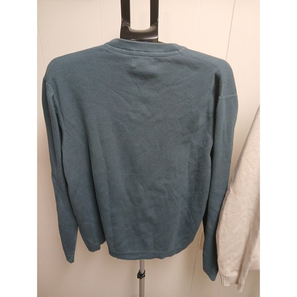 Lot Of 2 Eddie Bauer Sweaters Men Large Pullover Heavy Outdoor Warm Cream Blue - Picture 10 of 13